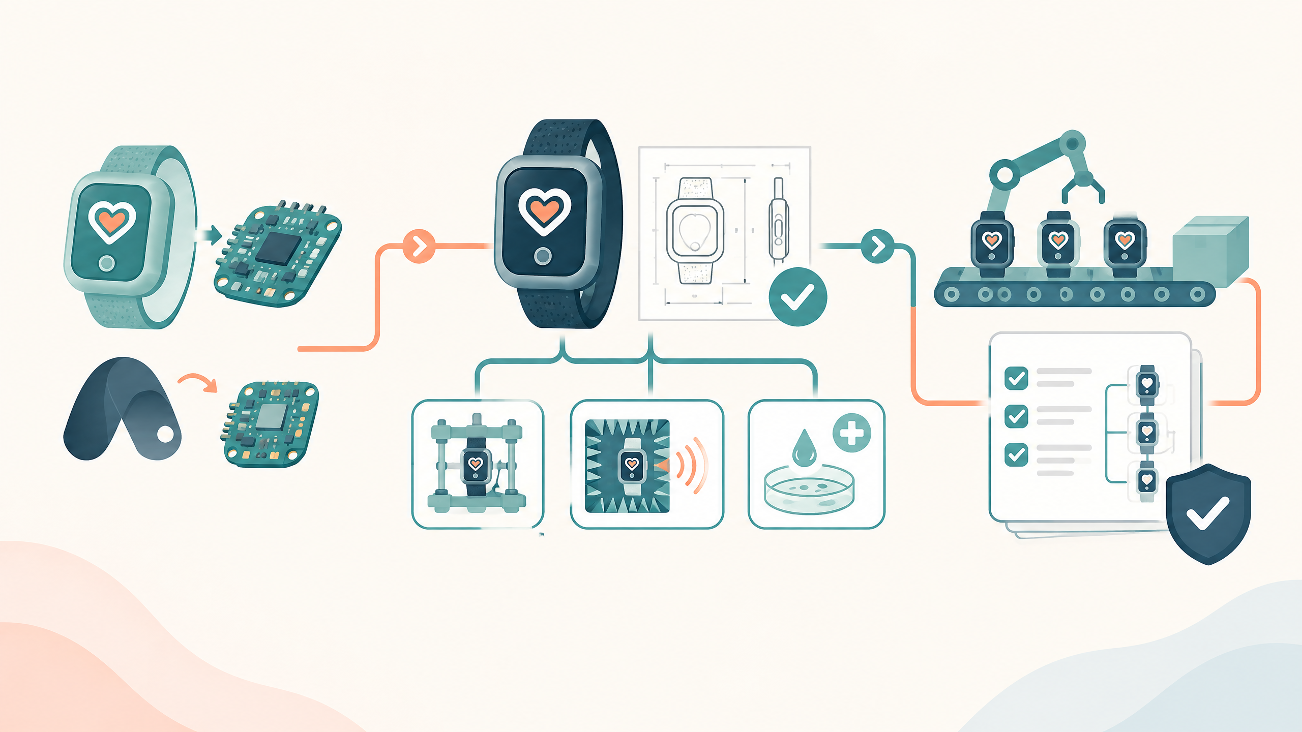 Verification should run on units built the intended way — from component to finished device to the line that will build it at volume.