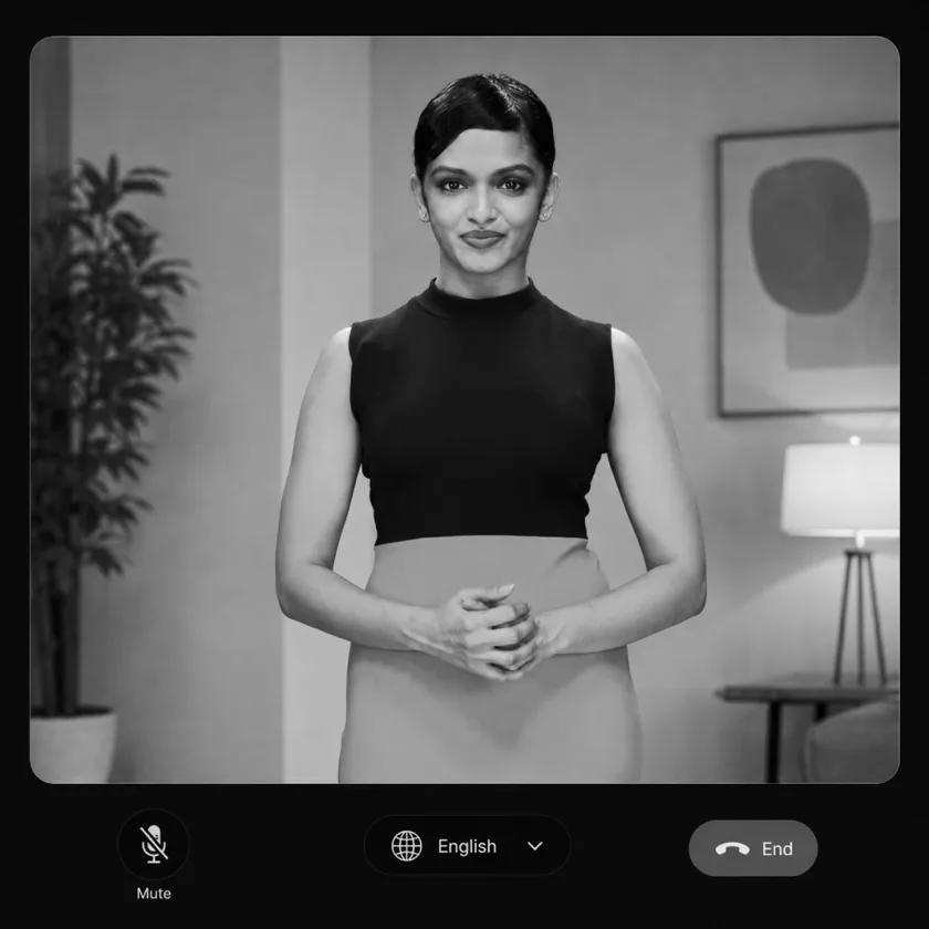 A digital human answering on a browser screen