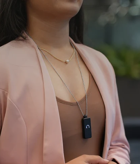 Neo 1 worn on a necklace